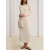 ANRABESS Womens Long Sleeve Maxi Fall Knit Sweater Dress(Beige)