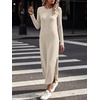 ANRABESS Womens Long Sleeve Maxi Fall Knit Sweater Dress(Beige)