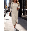 ANRABESS Womens Long Sleeve Maxi Fall Knit Sweater Dress(Beige)