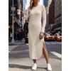 ANRABESS Womens Long Sleeve Maxi Fall Knit Sweater Dress(Beige)