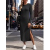 ANRABESS Womens Long Sleeve Maxi Fall Knit Sweater Dress(Black)
