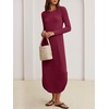ANRABESS Womens Long Sleeve Maxi Fall Knit Sweater Dress(Burgundy)