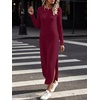 ANRABESS Womens Long Sleeve Maxi Fall Knit Sweater Dress(Burgundy)