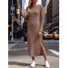 ANRABESS Womens Long Sleeve Maxi Fall Knit Sweater Dress(Khaki)