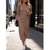 ANRABESS Womens Long Sleeve Maxi Fall Knit Sweater Dress(Khaki)