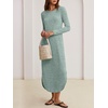 ANRABESS Womens Long Sleeve Maxi Fall Knit Sweater Dress(Light Green)