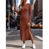 ANRABESS Womens Long Sleeve Maxi Fall Knit Sweater Dress(Rust Orange)