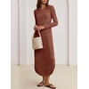 ANRABESS Womens Long Sleeve Maxi Fall Knit Sweater Dress(Rust Orange)