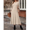 ANRABESS Womens Long Sleeve Ribbed Knit Fall Casual Maxi Dress(Beige)