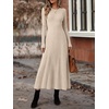 ANRABESS Womens Long Sleeve Ribbed Knit Fall Casual Maxi Dress(Beige)