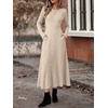 ANRABESS Womens Long Sleeve Ribbed Knit Fall Casual Maxi Dress(Beige)
