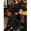 ANRABESS Womens Long Sleeve Ribbed Knit Fall Casual Maxi Dress(Black)