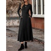 ANRABESS Womens Long Sleeve Ribbed Knit Fall Casual Maxi Dress(Black)