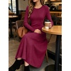 ANRABESS Womens Long Sleeve Ribbed Knit Fall Casual Maxi Dress(Burgundy)
