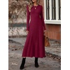 ANRABESS Womens Long Sleeve Ribbed Knit Fall Casual Maxi Dress(Burgundy)