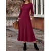 ANRABESS Womens Long Sleeve Ribbed Knit Fall Casual Maxi Dress(Burgundy)