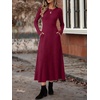 ANRABESS Womens Long Sleeve Ribbed Knit Fall Casual Maxi Dress(Burgundy)