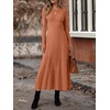 ANRABESS Womens Long Sleeve Ribbed Knit Fall Casual Maxi Dress(Caramel)