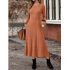 ANRABESS Womens Long Sleeve Ribbed Knit Fall Casual Maxi Dress(Caramel)