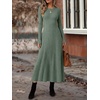 ANRABESS Womens Long Sleeve Ribbed Knit Fall Casual Maxi Dress(Green)