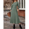 ANRABESS Womens Long Sleeve Ribbed Knit Fall Casual Maxi Dress(Green)