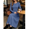 ANRABESS Womens Long Sleeve Ribbed Knit Fall Casual Maxi Dress(Navy Blue)