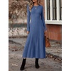 ANRABESS Womens Long Sleeve Ribbed Knit Fall Casual Maxi Dress(Navy Blue)
