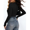 ANRABESS Womens Long Sleeve Shirts V Neck Ribbed Knit Fitted Fall Tops(Black)