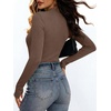 ANRABESS Womens Long Sleeve Shirts V Neck Ribbed Knit Fitted Fall Tops(Brown)