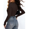 ANRABESS Womens Long Sleeve Shirts V Neck Ribbed Knit Fitted Fall Tops(Coffee)