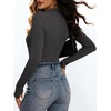 ANRABESS Womens Long Sleeve Shirts V Neck Ribbed Knit Fitted Fall Tops(Deep Grey)