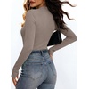ANRABESS Womens Long Sleeve Shirts V Neck Ribbed Knit Fitted Fall Tops(Deep Khaki)