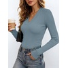 ANRABESS Womens Long Sleeve Shirts V Neck Ribbed Knit Fitted Fall Tops(Grey Blue)