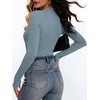 ANRABESS Womens Long Sleeve Shirts V Neck Ribbed Knit Fitted Fall Tops(Grey Blue)