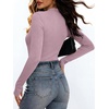 ANRABESS Womens Long Sleeve Shirts V Neck Ribbed Knit Fitted Fall Tops(Light Purple)