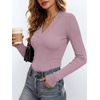 ANRABESS Womens Long Sleeve Shirts V Neck Ribbed Knit Fitted Fall Tops(Light Purple)