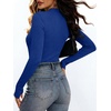 ANRABESS Womens Long Sleeve Shirts V Neck Ribbed Knit Fitted Fall Tops(Royal Blue)