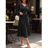 ANRABESS Womens Long Sleeve V Neck A Line Fall Midi Dress(Black)