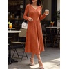 ANRABESS Womens Long Sleeve V Neck A Line Fall Midi Dress(Burnt Orange)
