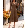 ANRABESS Womens Long Sleeve V Neck A Line Fall Midi Dress(Dark Brown)