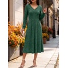 ANRABESS Womens Long Sleeve V Neck A Line Fall Midi Dress(Green)