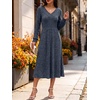 ANRABESS Womens Long Sleeve V Neck A Line Fall Midi Dress(Navy Blue)