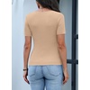 ANRABESS Womens Short Sleeve Sweater Scalloped Scoop Neck Tops(Beige)