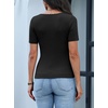 ANRABESS Womens Short Sleeve Sweater Scalloped Scoop Neck Tops(Black)