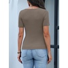 ANRABESS Womens Short Sleeve Sweater Scalloped Scoop Neck Tops(Camel)
