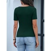 ANRABESS Womens Short Sleeve Sweater Scalloped Scoop Neck Tops(Deep Green)