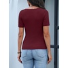 ANRABESS Womens Short Sleeve Sweater Scalloped Scoop Neck Tops(Deep Red)