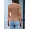ANRABESS Womens Short Sleeve Sweater Scalloped Scoop Neck Tops(Khaki)