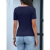 ANRABESS Womens Short Sleeve Sweater Scalloped Scoop Neck Tops(Navy Blue)