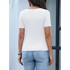 ANRABESS Womens Short Sleeve Sweater Scalloped Scoop Neck Tops(White)